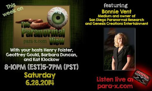 Bonnie Vent on The Paranormal View Para X Radio network